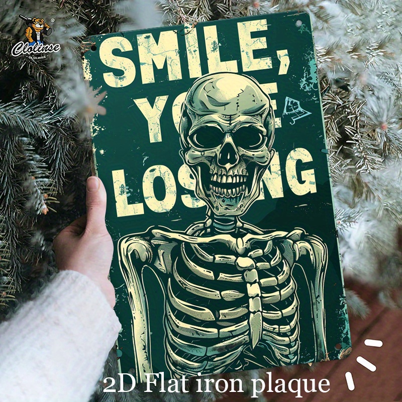 Halloween Skeleton Decoration - 빈티지 스켈레톤 금속 사인 