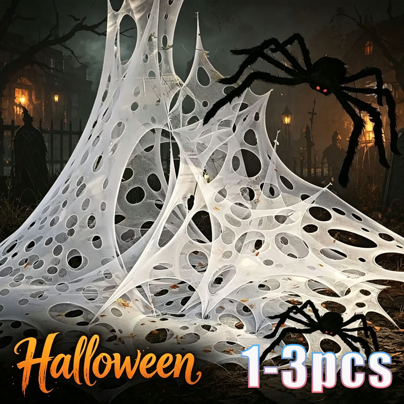 Spider Web Halloween Decoration - 1x2m, 1x4m, 2x4m 크기의 가짜 거미줄