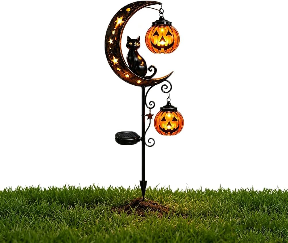 Pumpkin Lantern Halloween - 태양광 할로윈 검은 고양이 호박 달