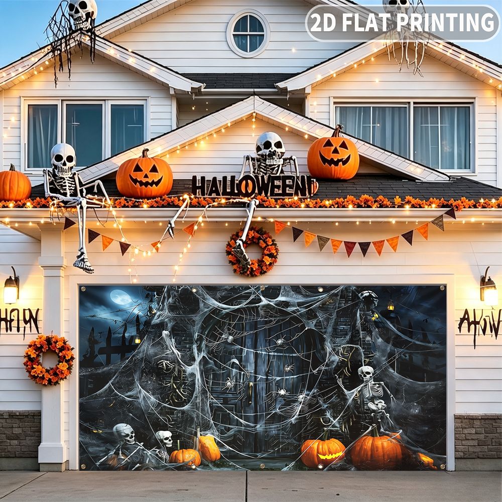 Halloween Skeleton Decoration - 2D 평면 할로윈 파티 차고 배너