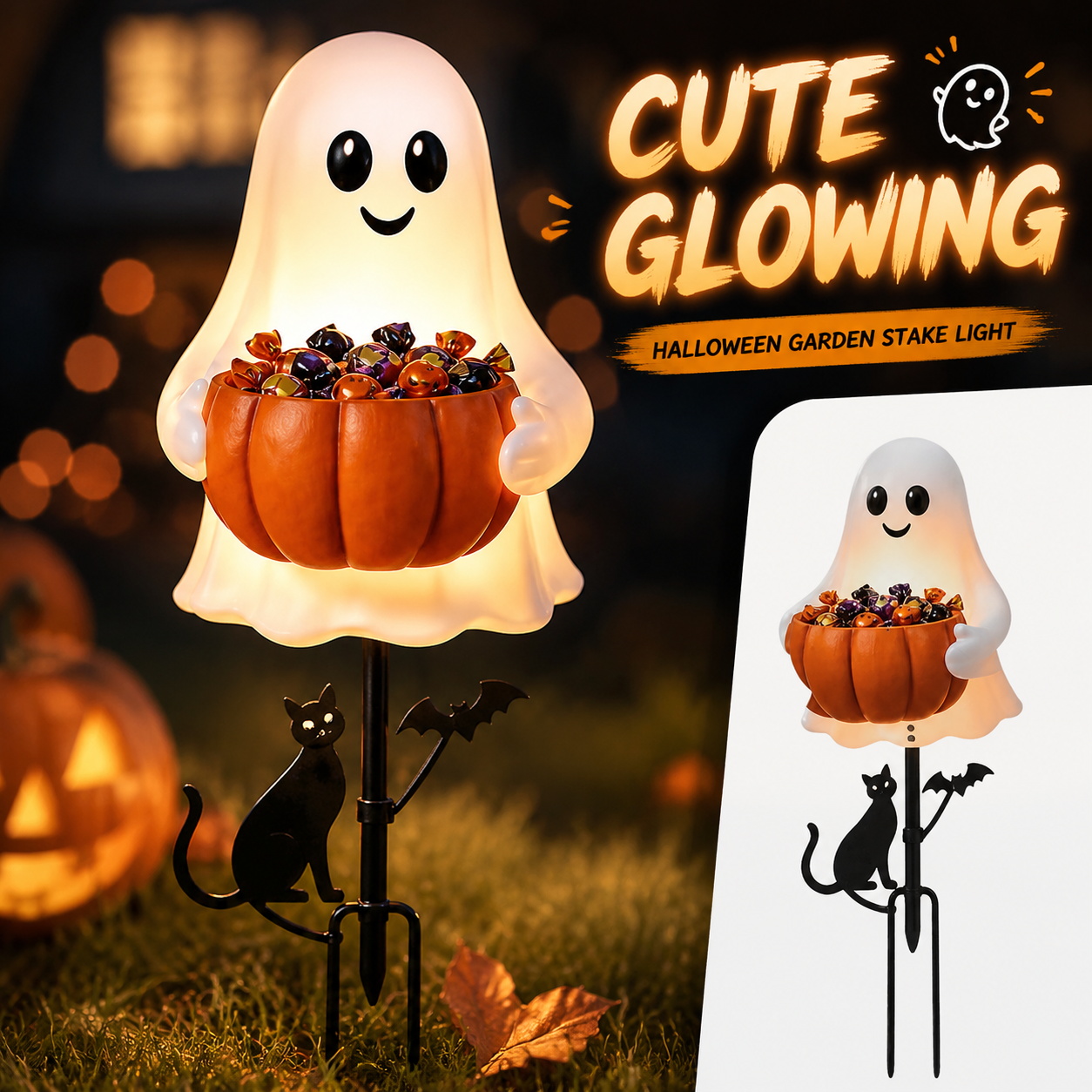 할로윈 유령 사탕 홀더 장식 조명 LED 야외 유령 장 - Halloween Pumpkin Decor Led 리뷰 및 가격