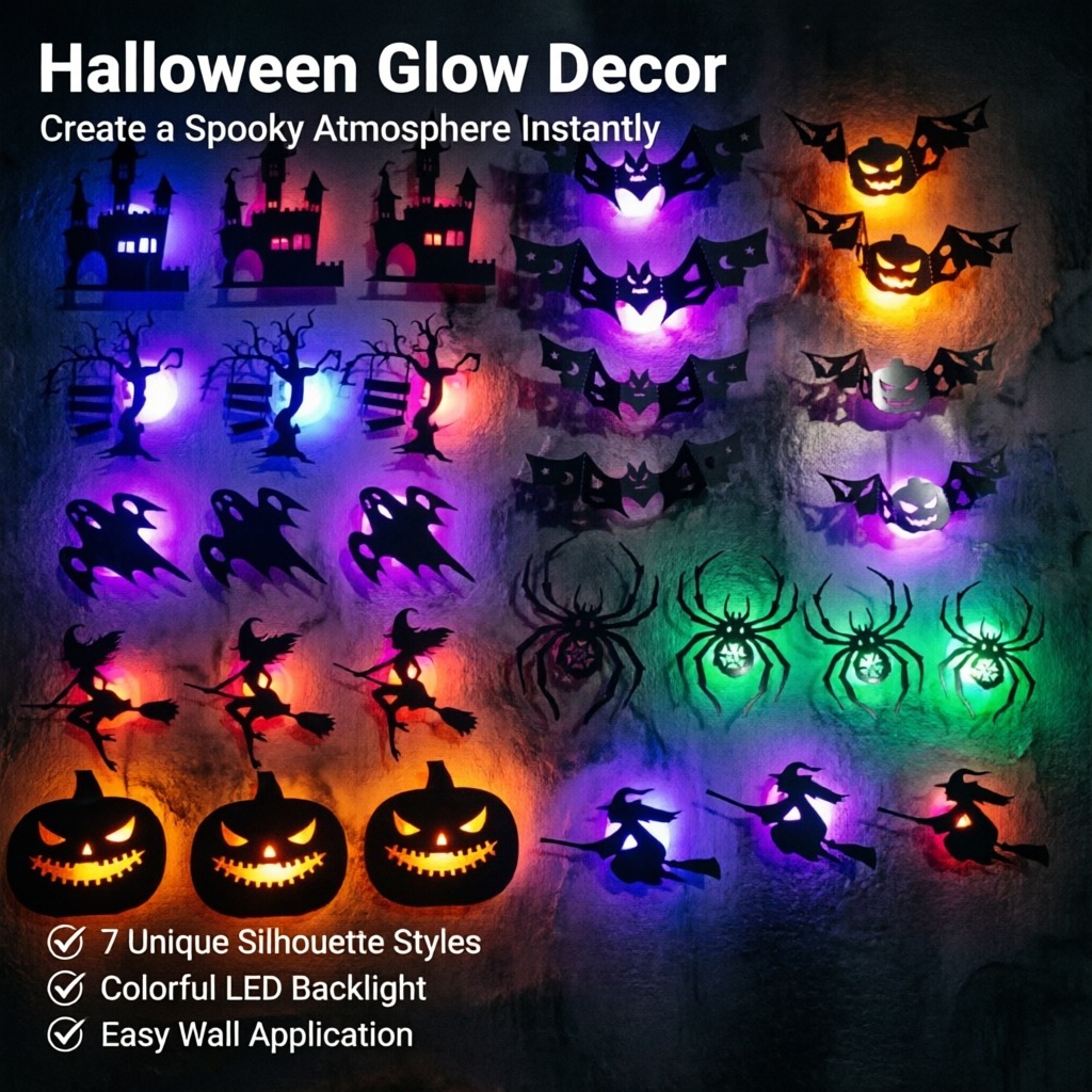 8개/세트 LED 할로윈 벽 스티커, 3D 입체 야경등 - Halloween Pumpkin Decor Led 리뷰 및 가격