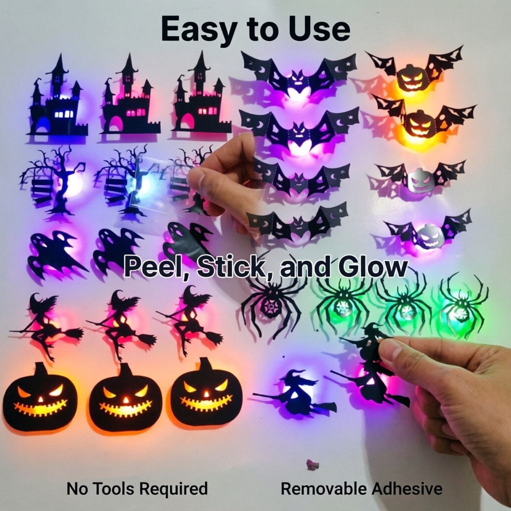 8개/세트 LED 할로윈 벽 스티커, 3D 입체 야경등 - Halloween Pumpkin Decor Led 리뷰 및 가격