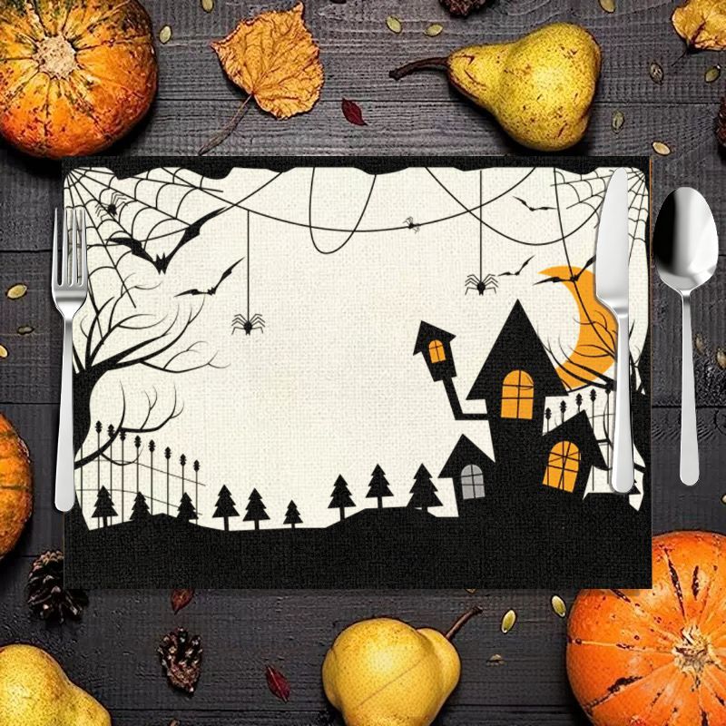 VIKAMA 블랙 화이트 유령의 집 할로윈 플레이스매트 - Spider Web Halloween Decoration 리뷰 및 가격