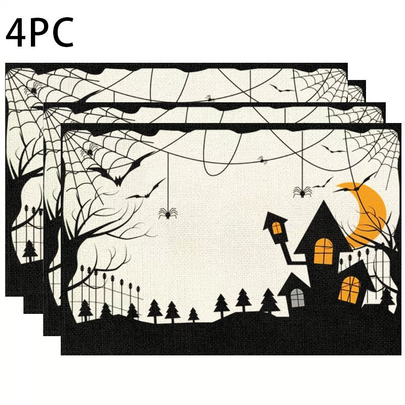 VIKAMA 블랙 화이트 유령의 집 할로윈 플레이스매트 - Spider Web Halloween Decoration 리뷰 및 가격