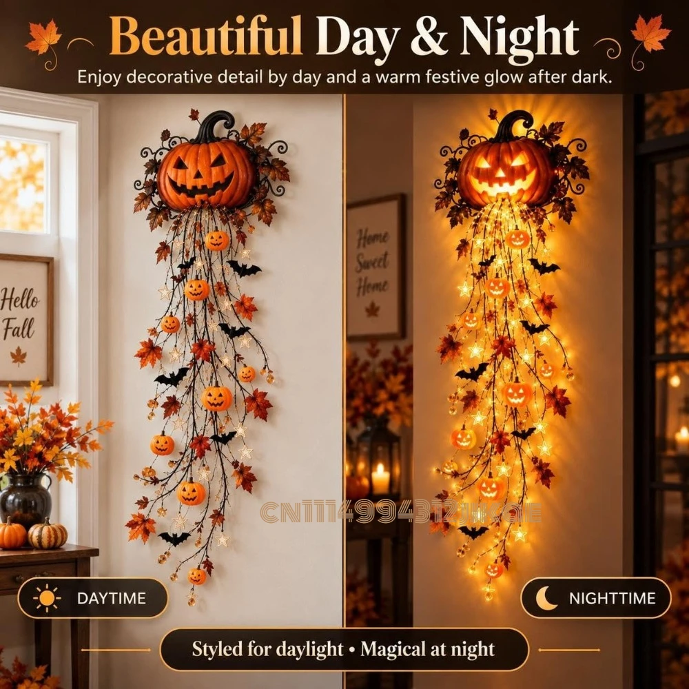세련된 할로윈 월 램프 컬렉션, 오렌지색 커튼이 달린  - Halloween Led String Lights Orange 리뷰 및 가격
