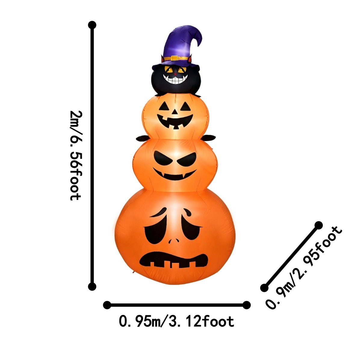야외 휴일 장식품 할로윈 풍선형 호박 쌓기 장식 검은  - Halloween Pumpkin Decor Led 리뷰 및 가격