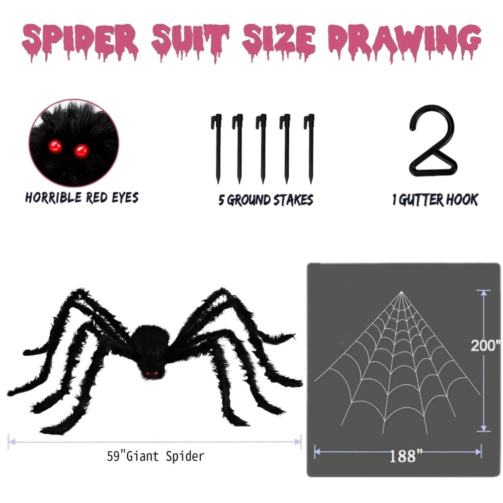 200인치 할로윈 거미줄 12인치 -79인치 대형 거미 - Spider Web Halloween Decoration 리뷰 및 가격