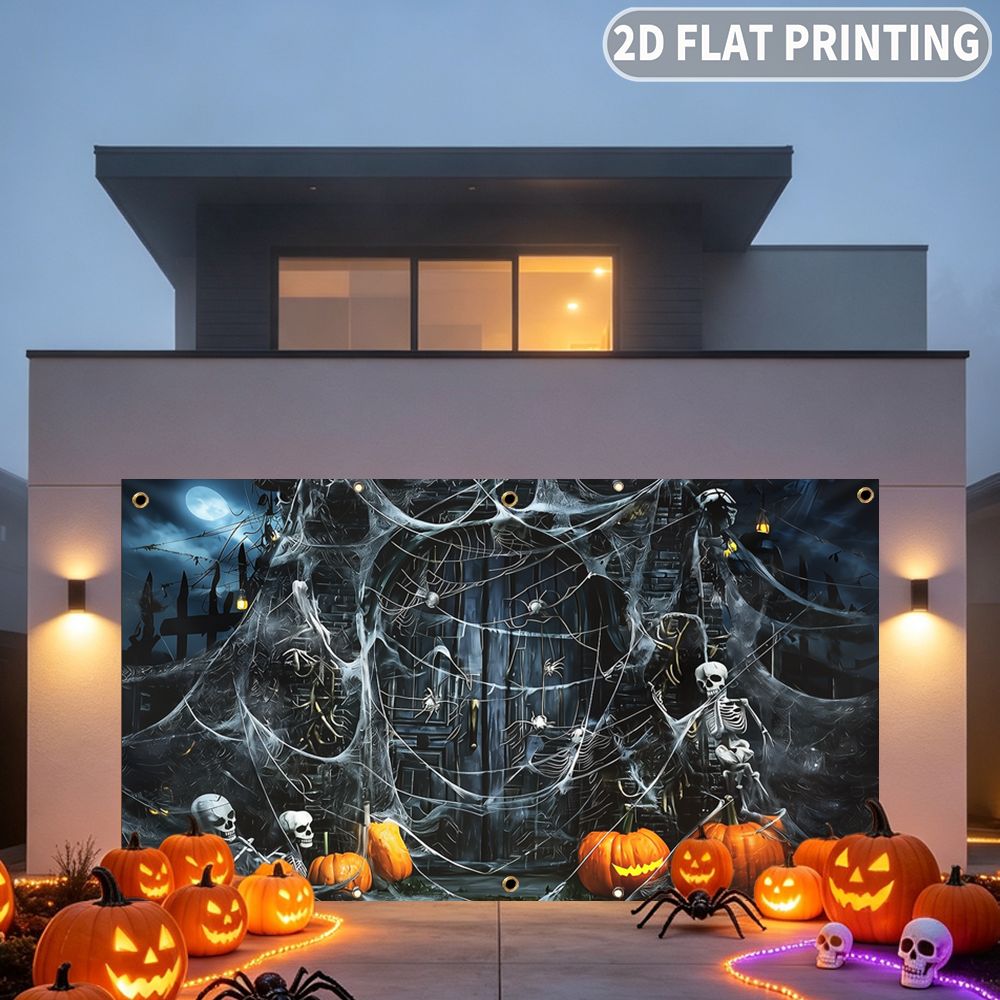 2D 평면 할로윈 파티 차고 배너 1개, 할로윈 해골, - Halloween Skeleton Decoration 리뷰 및 가격