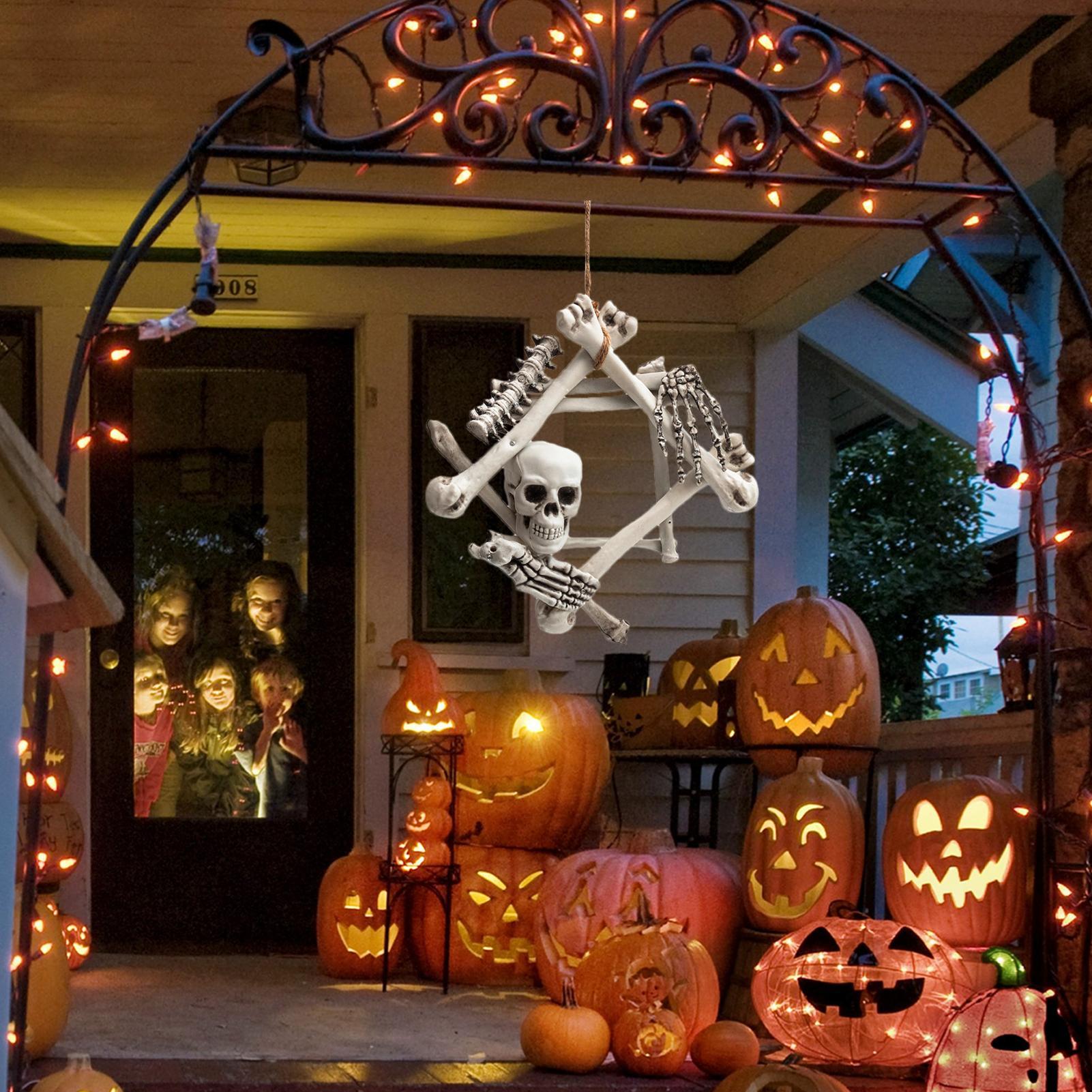 할로윈 해골 화환 고딕 할로윈 해골 현관 장식 고딕 해 - Halloween Skeleton Decoration 리뷰 및 가격